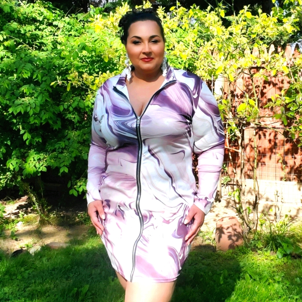 Abstract Ivory Mauve Dress